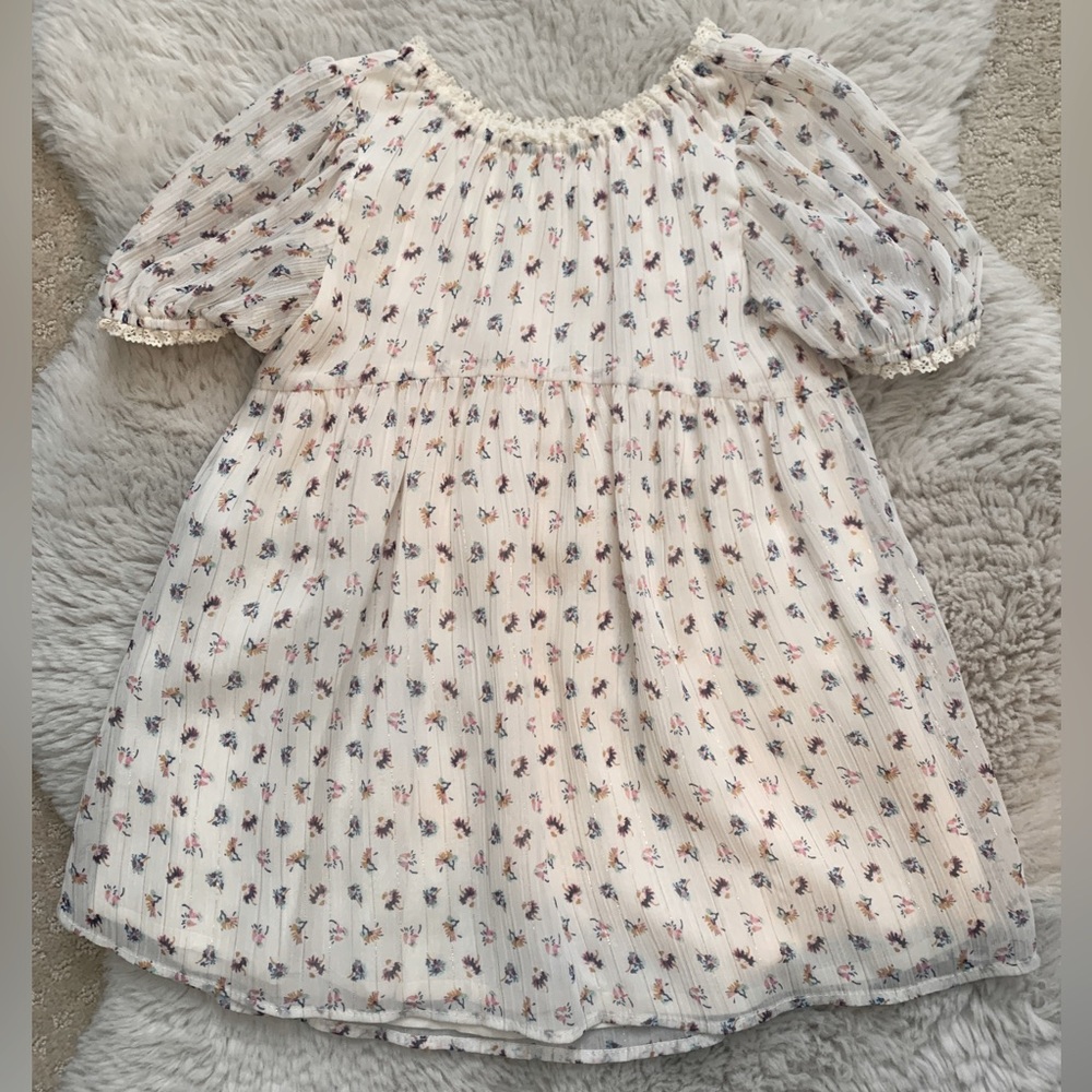 Zara lace trim shiny print dress